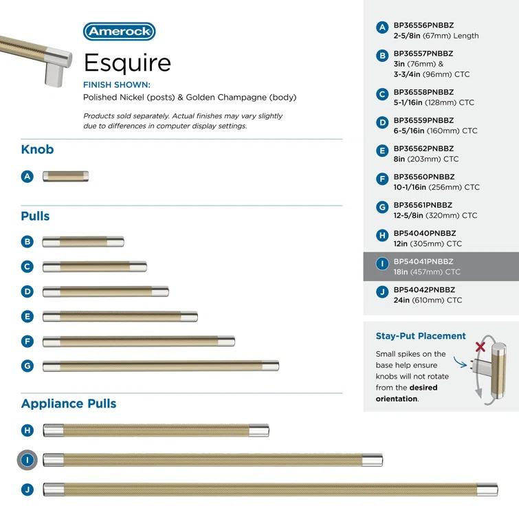 Amerock Esquire 18" Center to Center Appliance Pull