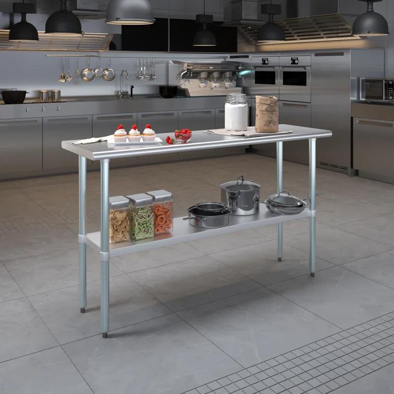 Amgood Stainless Steel Work Table with Undershelf. Metal Prep Table. NSF - Certified