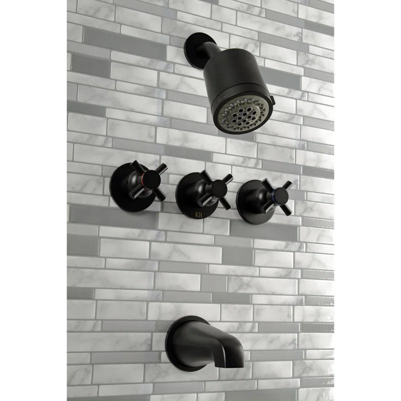Kingston Brass Concord Triple-Handle Tub and Shower Faucet