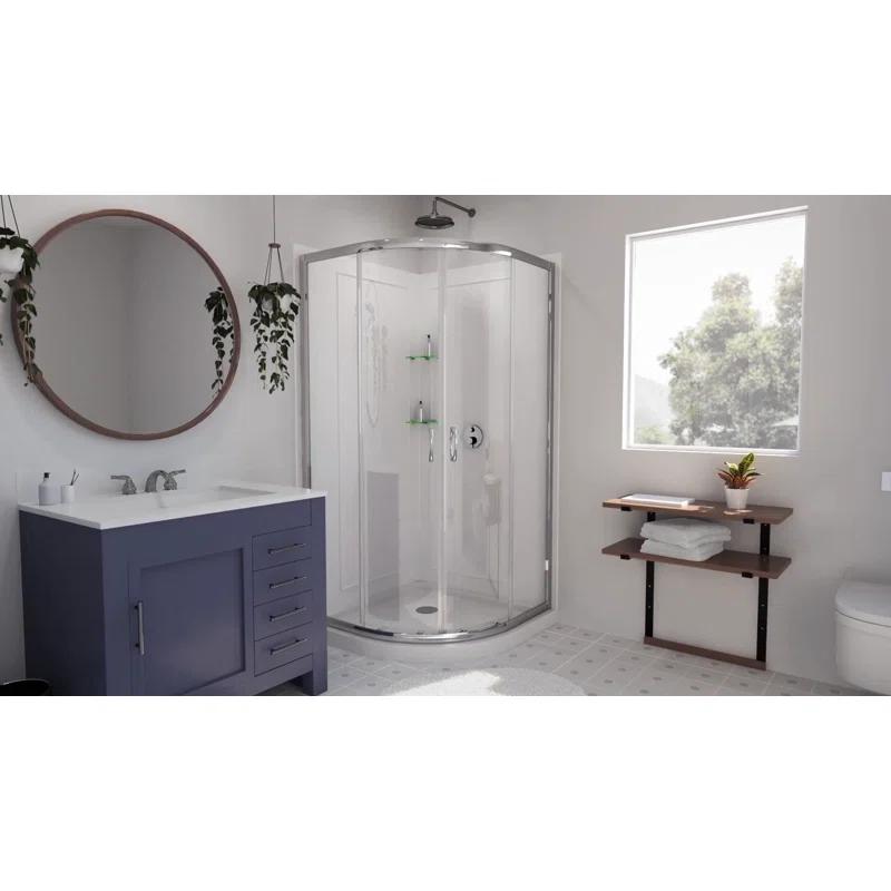DreamLine Prime 33" W x 33" D x 74.75" H Semi-Frameless Sliding Shower Enclosure with Base Included DL-6701-06FR