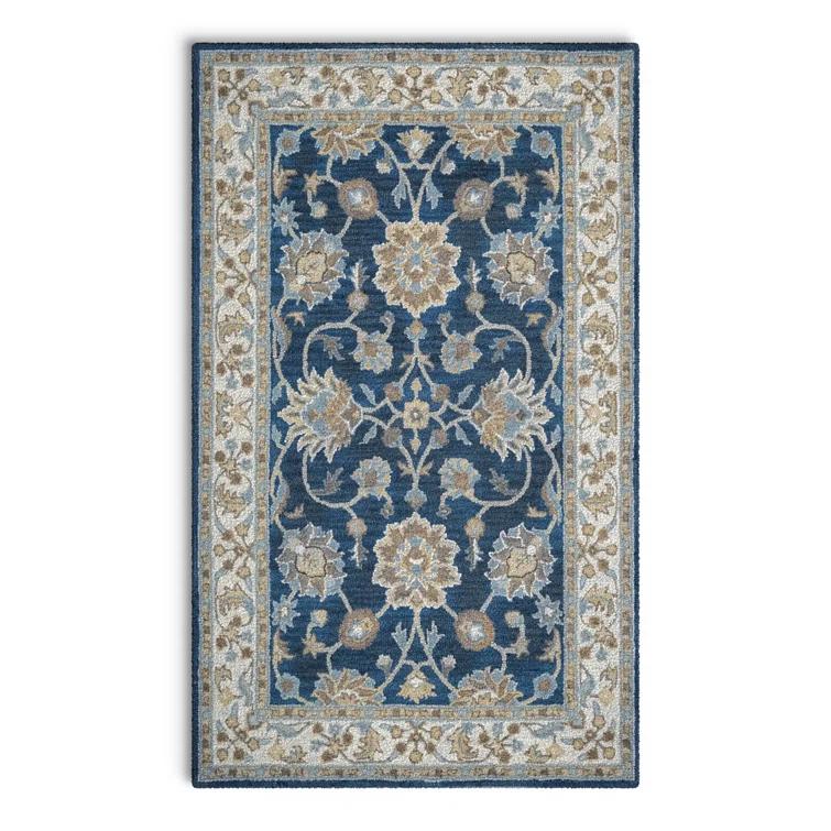 Onca Oriental Handmade Tufted Wool Blue Area Rug