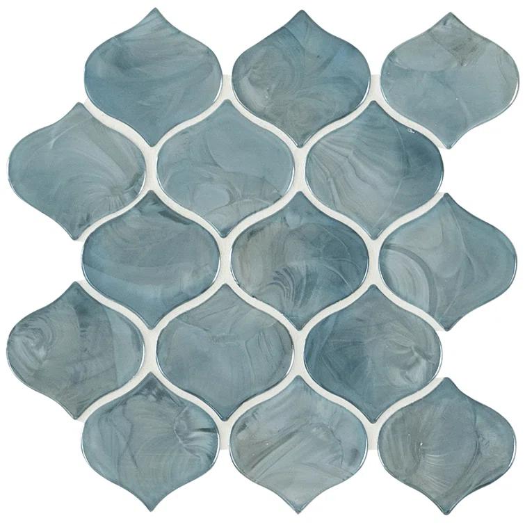 MSI Blue Shimmer Arabesque 10 in. x 10.2 in. Glass Mesh-Mounted Mosaic Wall Tile