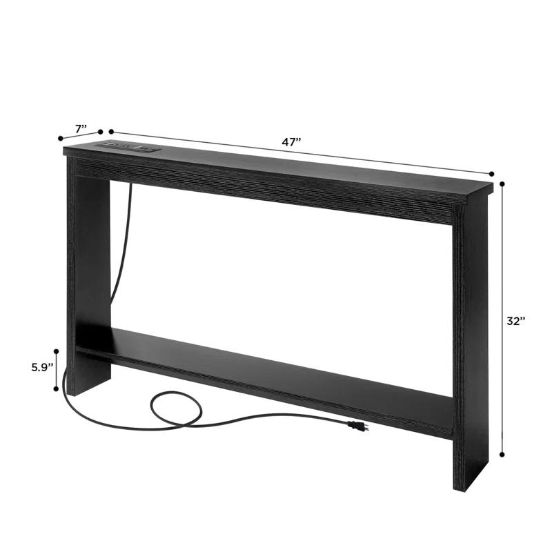 Latitude Run® Narrow Sofa Table With Sockets, USB Ports And Charging Station