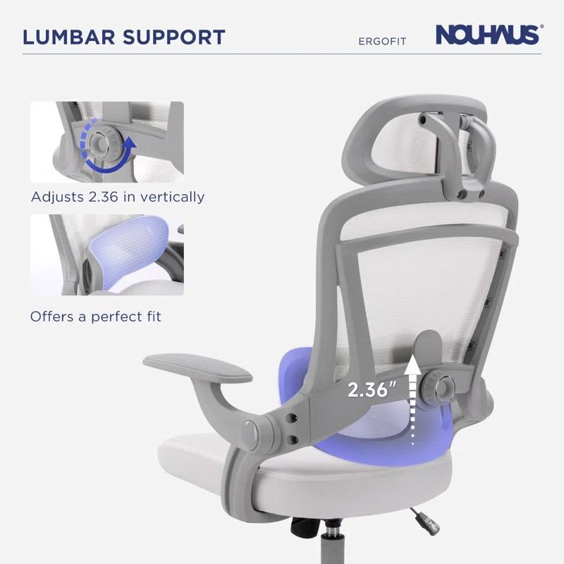 Nouhaus Inc Nouhaus Ergonomic Office Chair High Back Adjustable Lumbar Support Headrest and Armrest, Comfy Desk Chairs Swivel Computer Gaming Chair Tilt Function