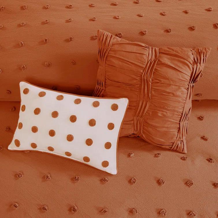 Intelligent Design Brooklyn Cotton Jacquard Duvet Cover Set with Euro Shams and Throw Pillows