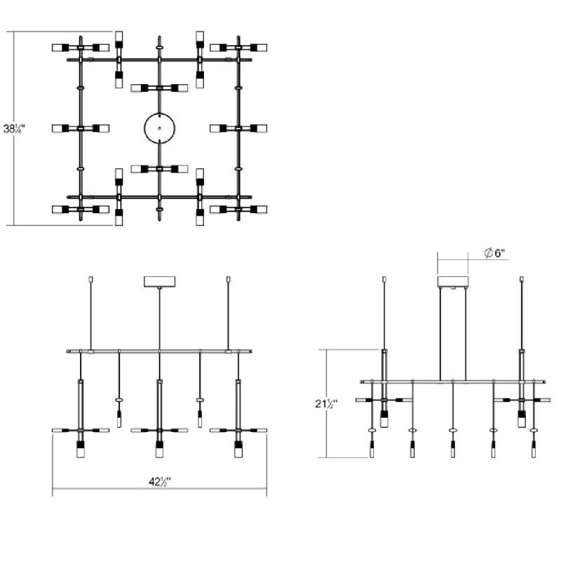SONNEMAN Suspenders 19 - Light Dimmable LED Modern Linear Chandelier