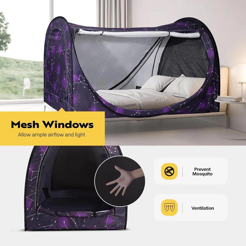 VIVOHOME Polyester Pop-Up Privacy Bed Canopy Twin Size