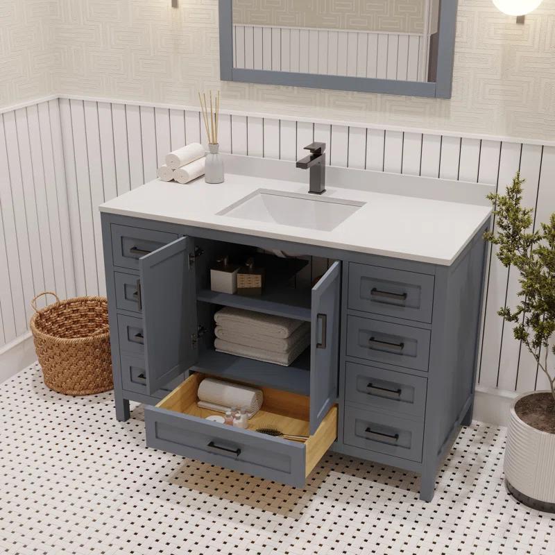 Rooh 48'' Single Bathroom Vanity with White Quartz Top