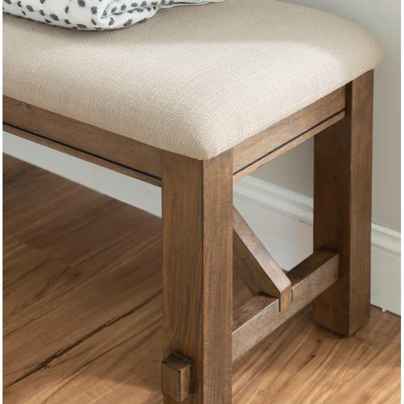 Gigi 60" Solid Wood and Upholstered Farmhouse Dining Bench