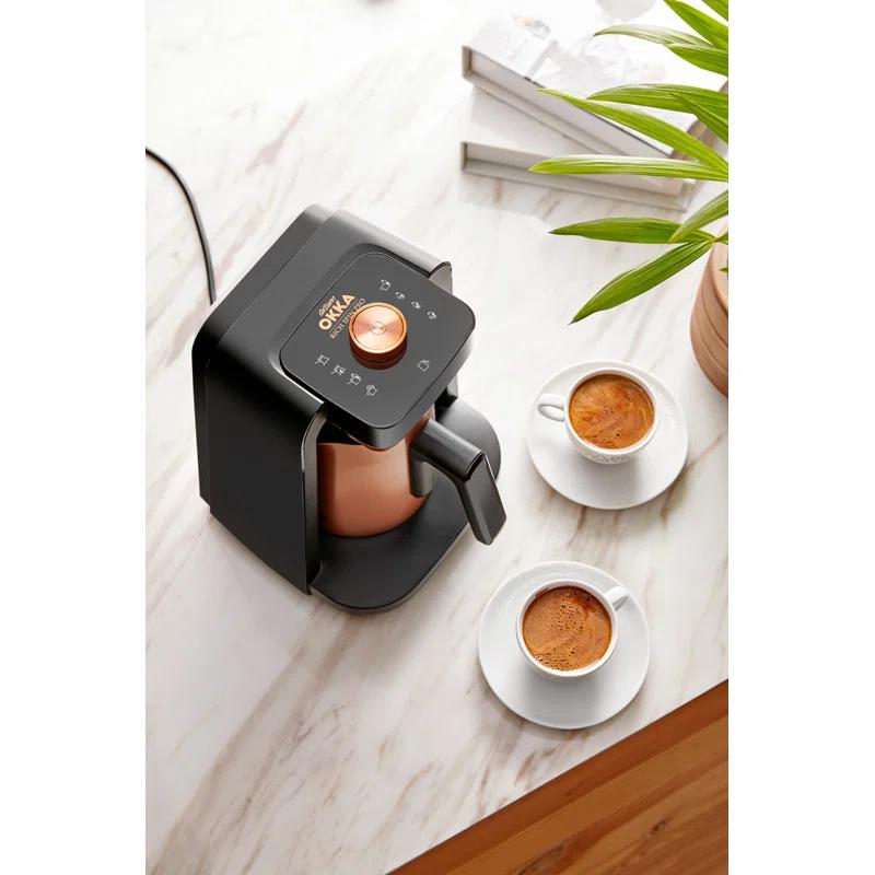 Arzum Okka Rich Moka Pot Turkish Coffee And Moka Maker, Velvetiser, Milk Frother, 5 Cups, Stainless Steel Cooking Pot, Chrome