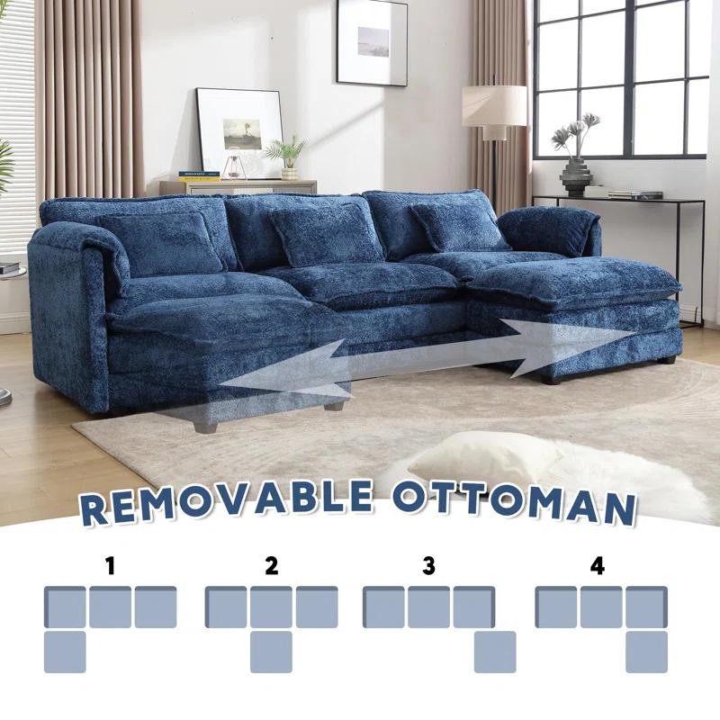 Latitude Run® Millan 112" L Shaped Modular Sectional Sofa with Ottoman & Memory Foam
