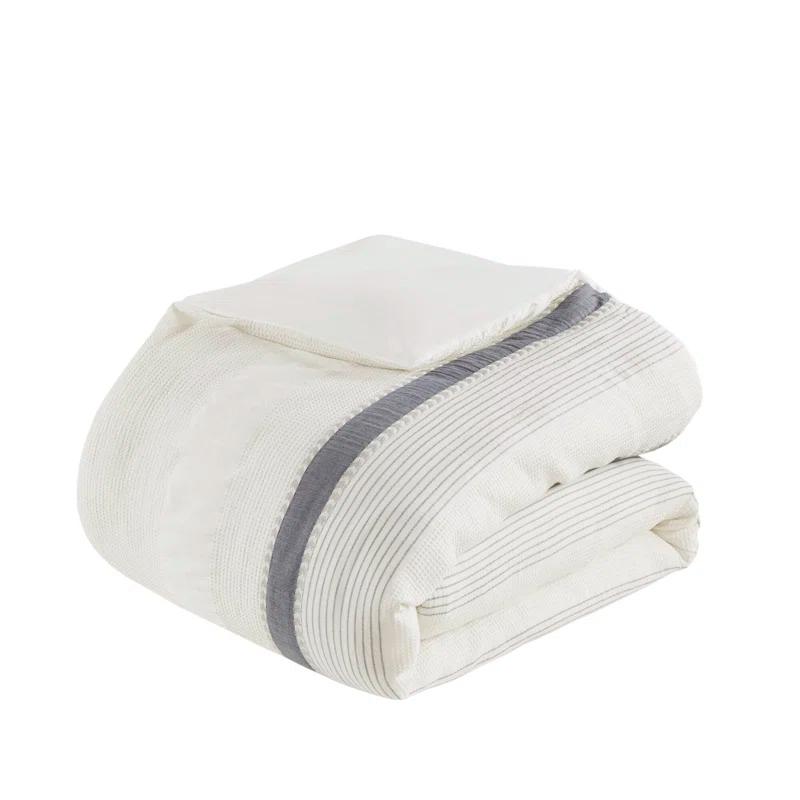 Murphy Oversized Cotton Jacquard Comforter Set With Euro Shams And Throw Pillows