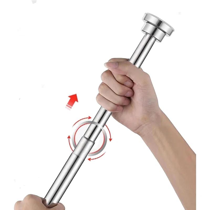 JDLiving Maxda Premium 43"- 72" Adjustable Rustproof Straight Tension Shower Curtain Rod- No Drill