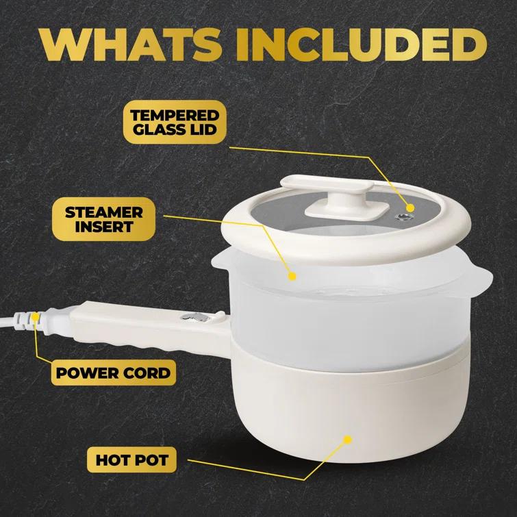 Ceramax Ceramax Electric Hot Pot 2.5 Liters Nonstick Ceramic Skillet Pan Mini Cooker With Lid Steamer