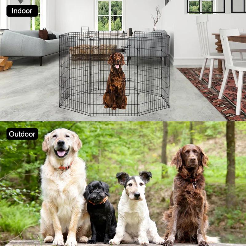 BestPet Puppy Pet Playpen 8 Panel Indoor Outdoor Metal Protable Folding Animal Exercise Dog Fence