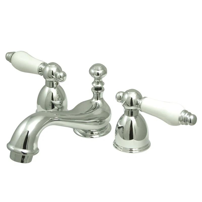 Kingston Brass KS3951PL Kingston Brass Restoration Two-Handle 3-Hole Deck Mount Mini-Widespread Bathroom Faucet with Brass Pop-Up