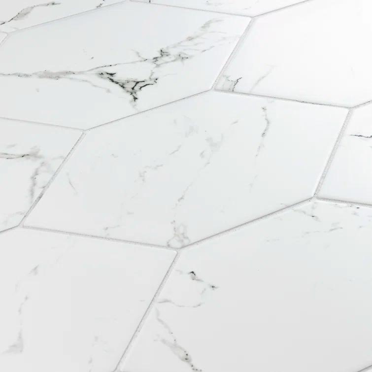 Timeless Calacatta Kayak 6-1/2" x 12-1/2" Porcelain Stone Look Wall & Floor Tile