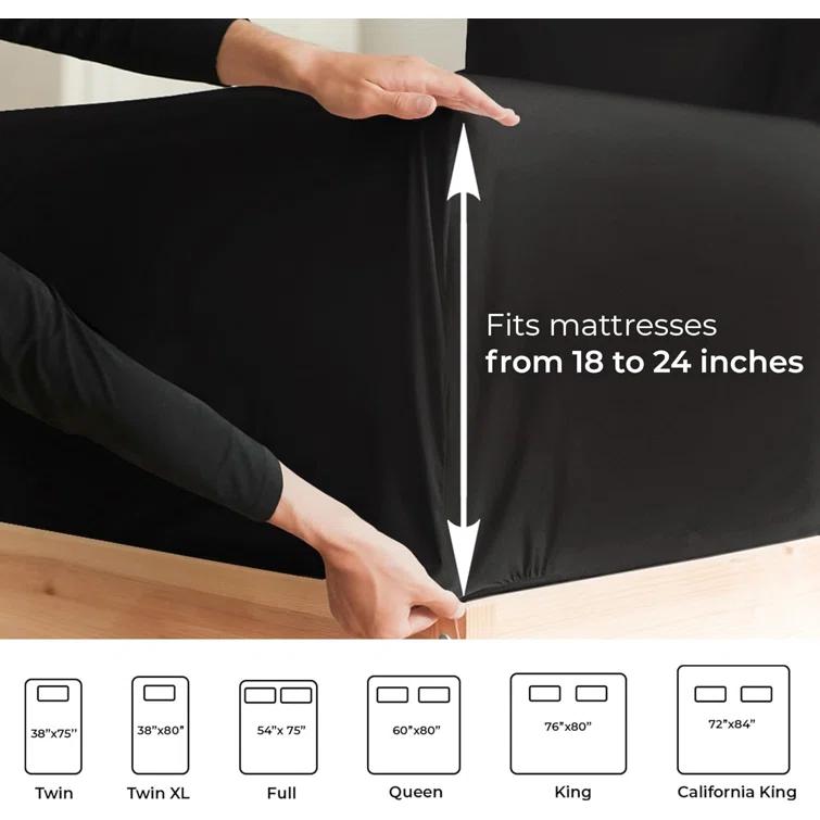 CGK Linens Extra Deep Pocket luxury Sheet Set - Solid Ultra Soft & Cooling Sheet Sets