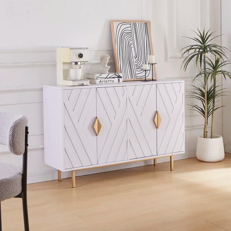 Mercer41 47.2" Accent Cabinet With 3D Geometric Doors