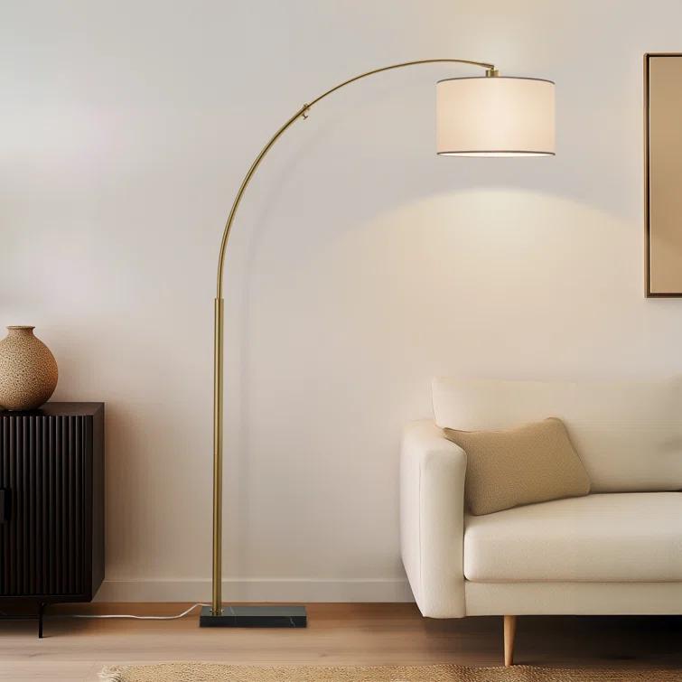 Logan 76 in. Modern Adjustable and Extendable LED Floor Lamp with Fabric Drum Shade