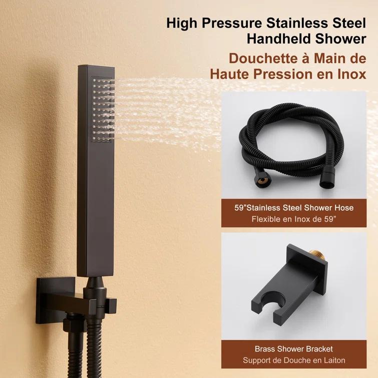 mondawe Herathena Complete Shower System with Rough in-Valve WF6001-12BL