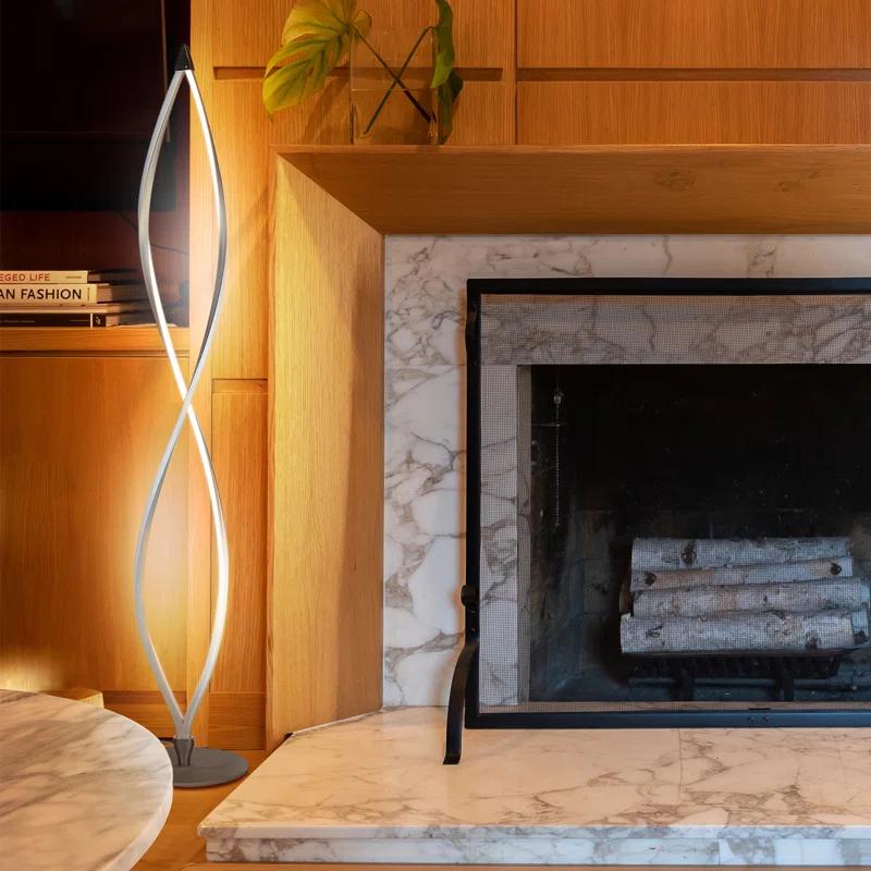 Brightech Twist 43 in. Industrial 2-Light LED Energy Efficient Floor Lamp with Built-In 3-Way Dimmer