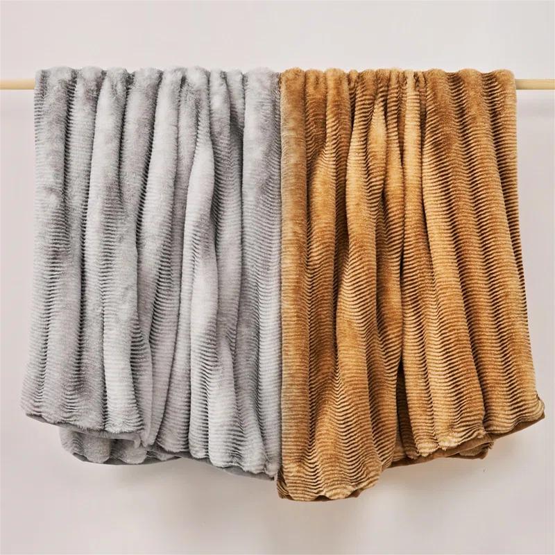 transparent.0 Soft And Luxe Faux Rabbit Fur Sofa Throw, 60" X 80"