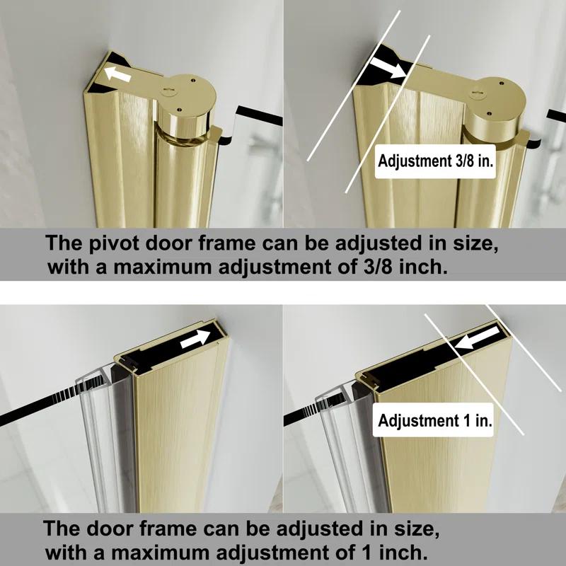 32-33.5 in. W x 72 in. H Pivot Swing Frameless Shower Door with Clear SGCC Tempered Glass