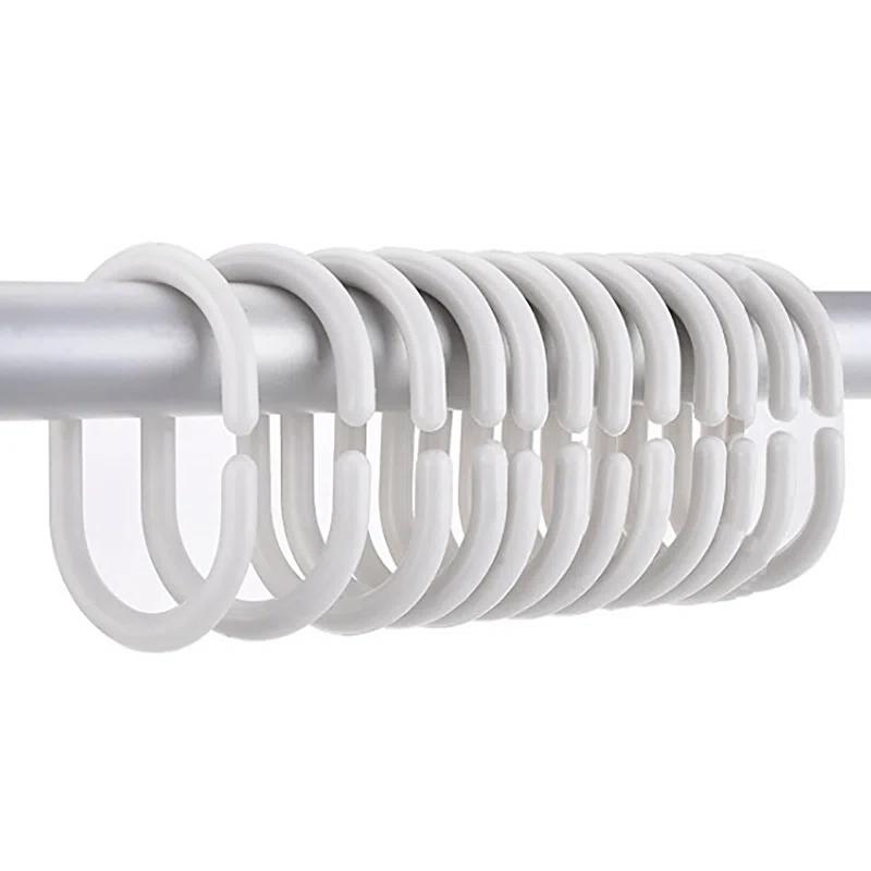 Evideco Solid Plastic Shower Curtain Hooks Rings (Set of 12)