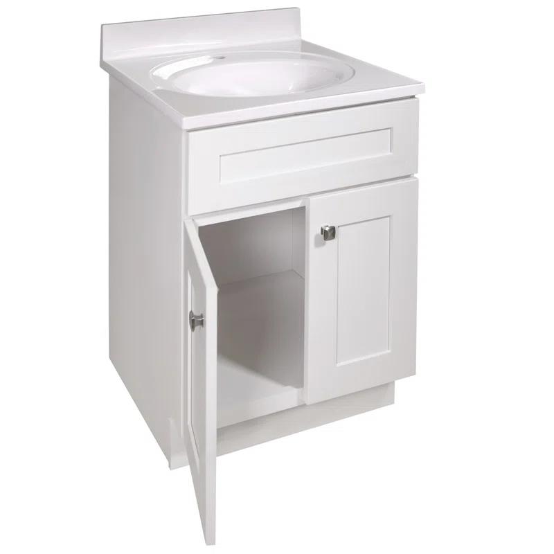 Design House Brookings 25 Inch Bathroom Vanity with Cultured Marble Top, Assembled, Sherwin Williams® Gray – Design House, 215541