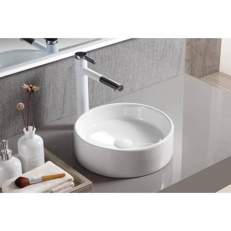 Elanti 1102 Elanti 13.63'' White Porcelain Circular Bathroom Sink