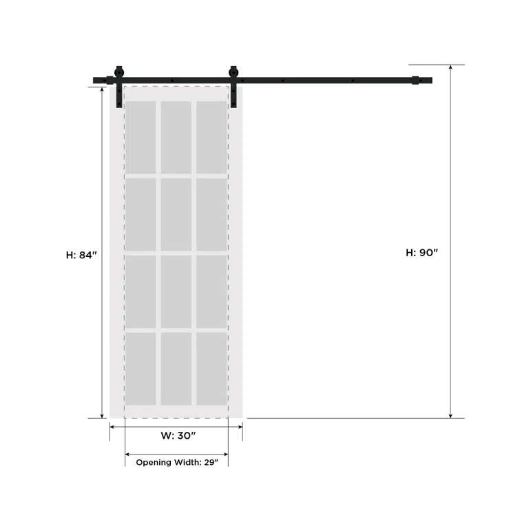 SARTODOORS Quadro Paneled Barn Door with Installation Hardware Kit