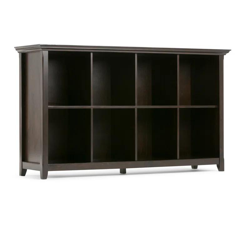 Simpli Home Amherst 57"W Solid Wood Storage Console Table with 8 Cube Storage