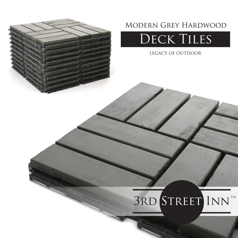 3rd Street Inn 12" x 12" Wood Interlocking Deck Tile (Set of 10)