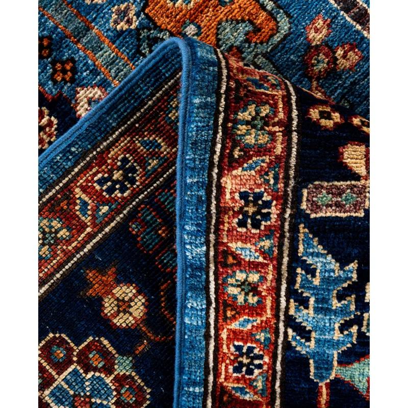Handmade Blue Wool Geometric Persian Style Area Rug