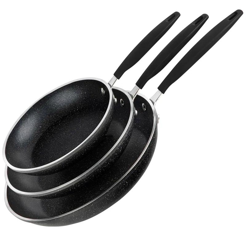 Granitestone 3 Piece Nonstick Frying Pan Set, 8”, 10” & 12” Nonstick Mineral And Diamond Triple Coated Frying Pans, Nonstick Skillet Set, Omelet Pan, Pfoa Free, Dishwasher Safe, Cool Touch Handle