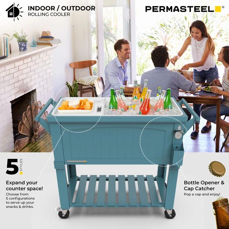 Permasteel 80 Qt. Furniture Style Rolling Patio Cooler