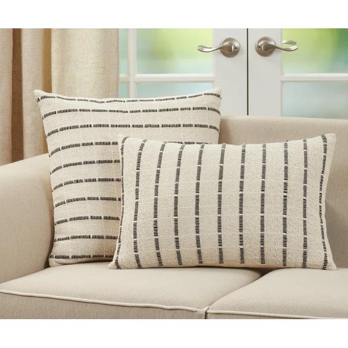 Saro Coralee Collection Striped Cotton Throw Pillow