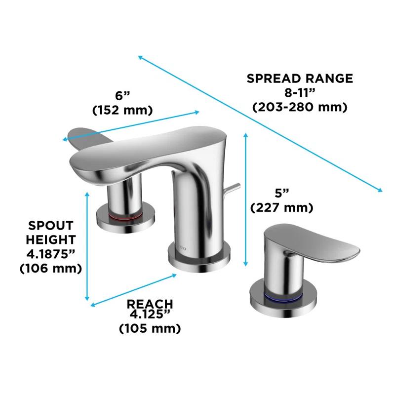 TOTO TLG01201U#CP Double Handle Bathroom Faucet with Drain Assembly