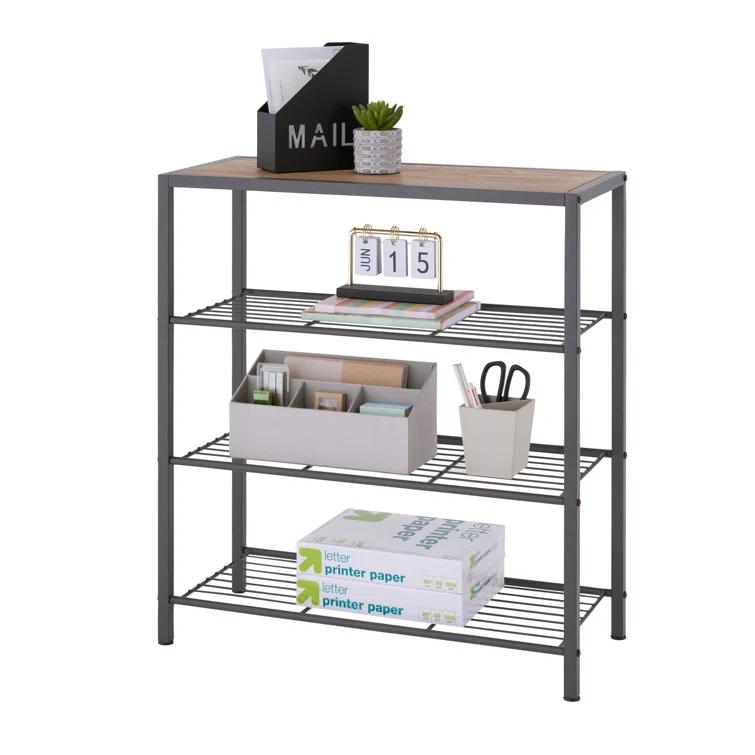 Trinity TRINITY Dark Gray 4-Tier Slat Shoe Rack w/ Console Top