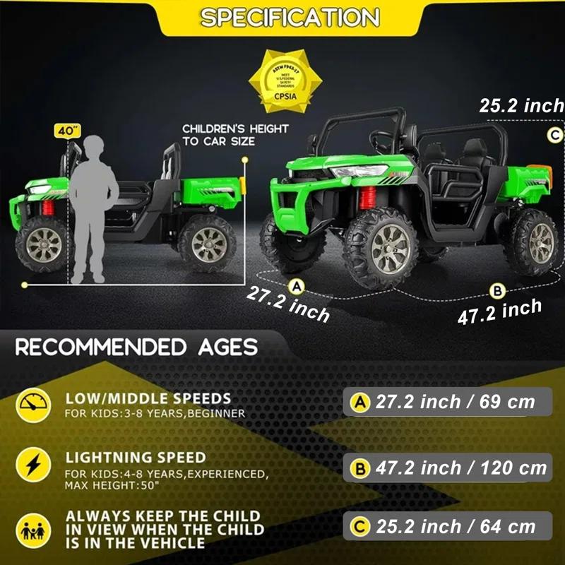 4 Wheels 24V Ride on Dump Truck Toys 2 Seater Kids Ride On UTV Car with Remote Control,Electric Dump Bed