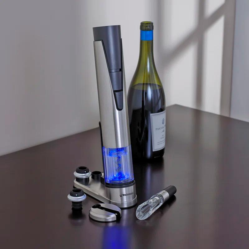 Stainless Steel Cordless Wine Bottle Opener and Preserver Set