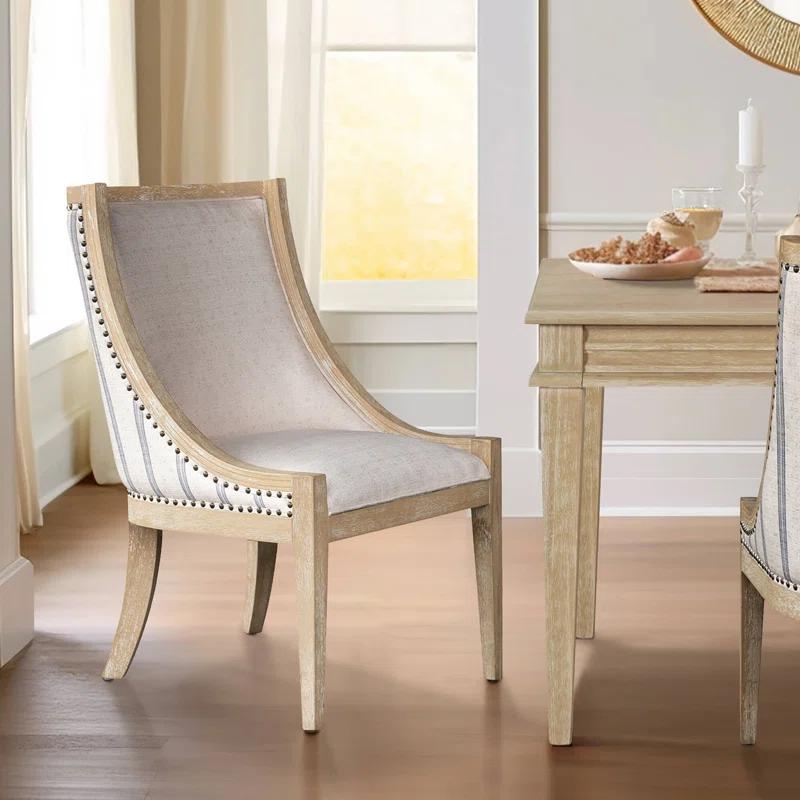 Martha Stewart Martha Stewart Elmcrest Wood Upholstered  Dining Chair with Nailhead Trim