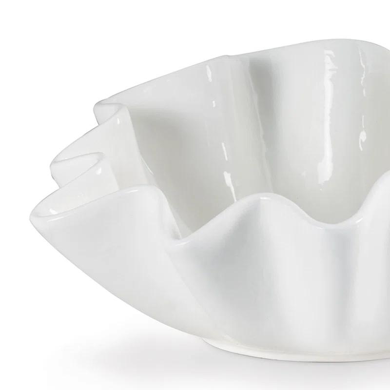 Ruffle Ceramic Bowl by Regina Andrew - White / Large