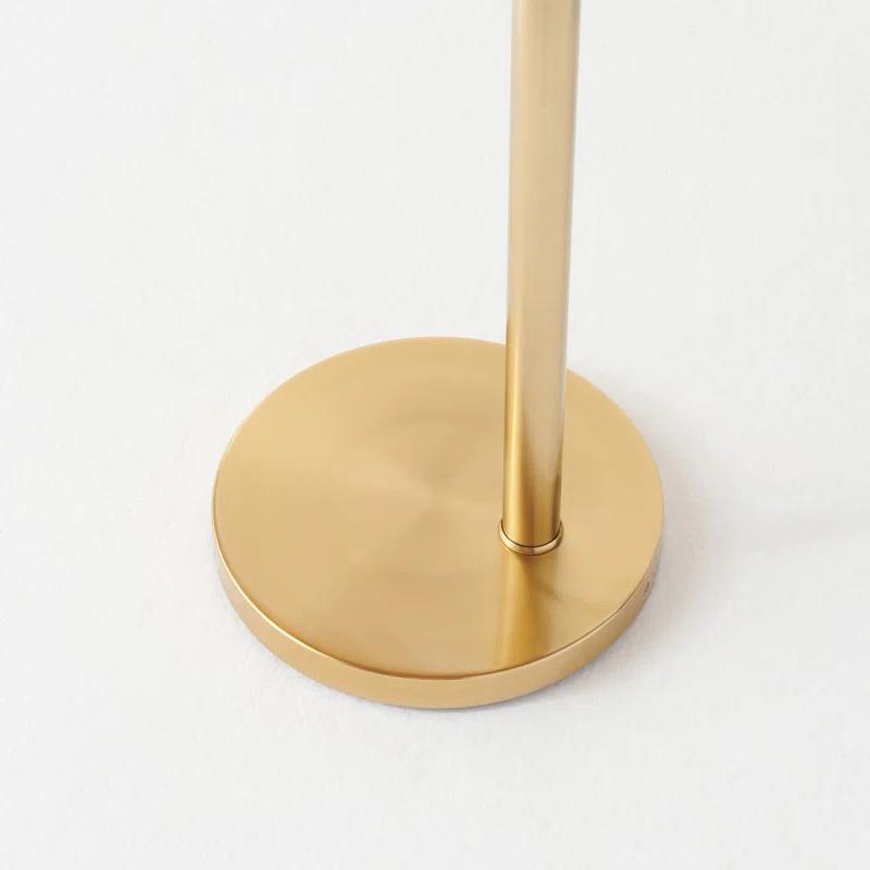 Brightech Lark 75 in. Weighted Base LED Arched Standing Floor Lamp with Boho Rattan Shade