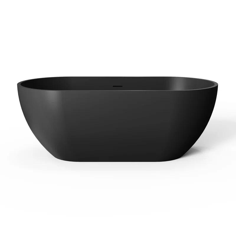 Broadway 59'' x 30'' Freestanding Soaking Solid Surface Bathtub