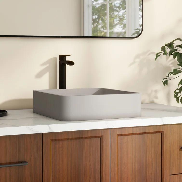 CASAINC CASAINC Maple 15.35'' Concrete Square Bathroom Sink CA-VS1020-CC