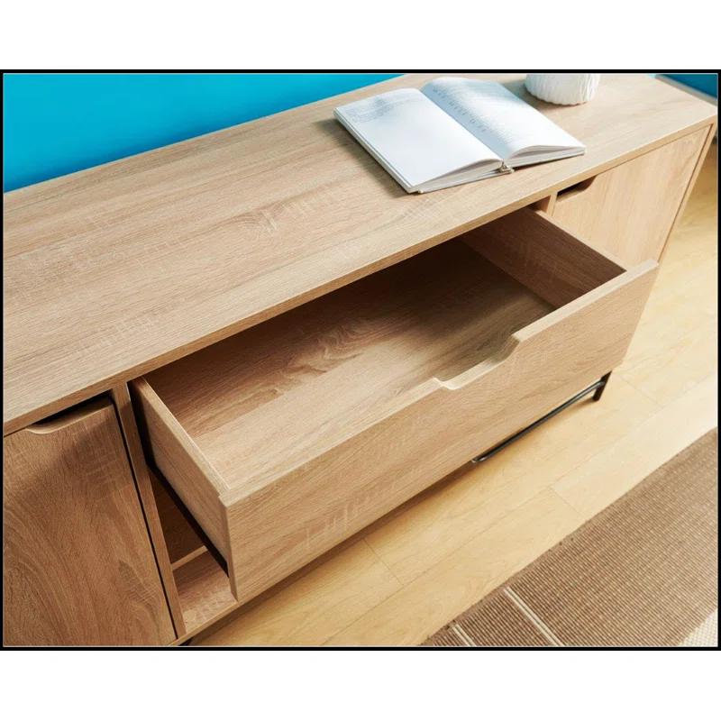 Hokku Designs Buffet with Metal Legs with Two Door One Drawer Six Shelves