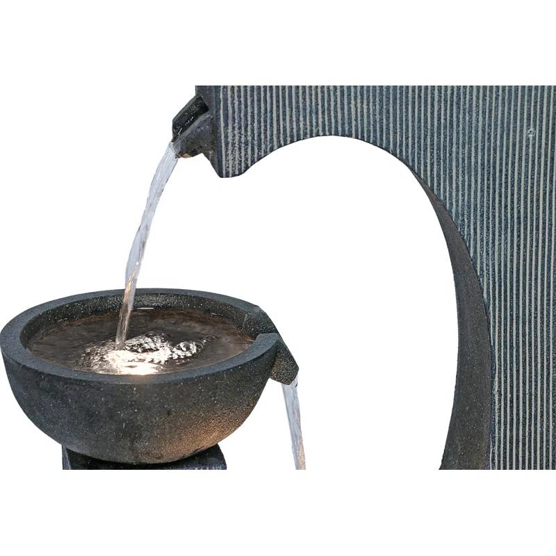 Hi-Line Gift Ltd. Contemporary Semi-Circle Tiered Fountain Outdoor with Warm White LEDS