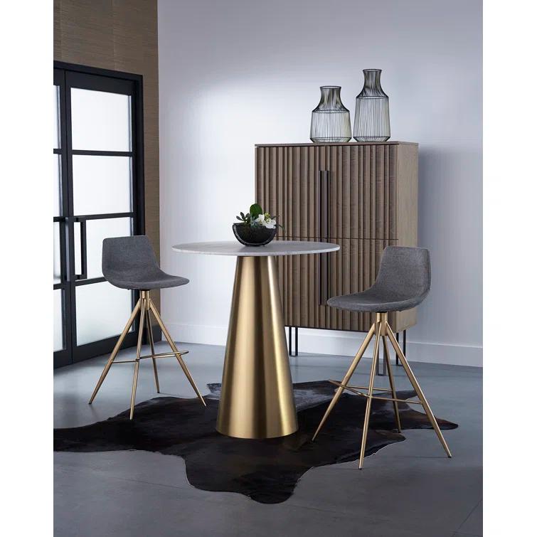 Belfast Koala Grey Gold-Base Swivel 26" Bar Stool